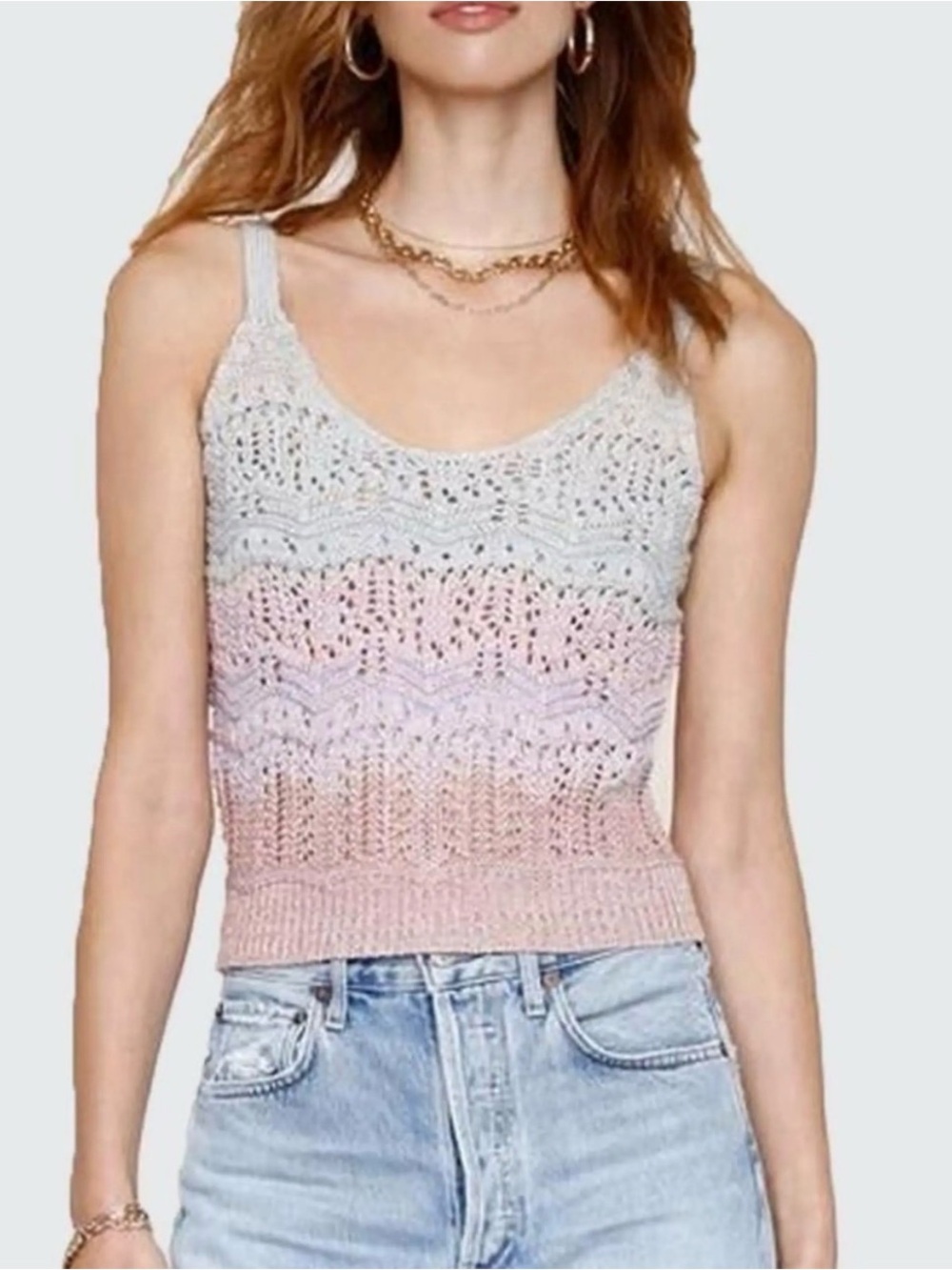 Heartloom Crochet Ombre Tank in Pink and Cream